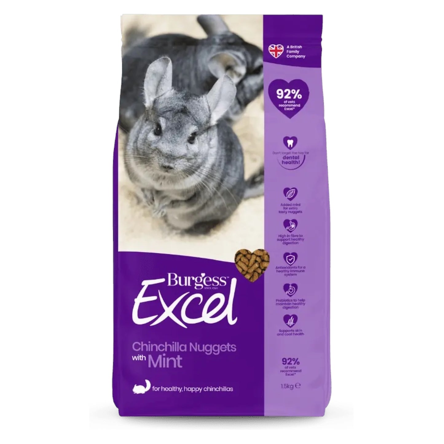 Burgess Excel Chinchilla Nuggets with Mint 1.5kg