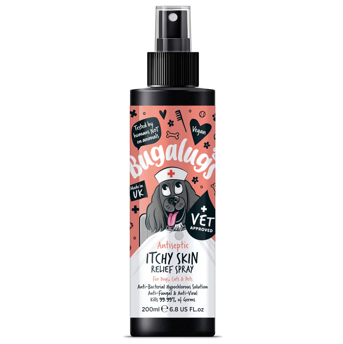 Bugalugs Antiseptic Itchy Skin Relief Spray for Dogs, Cats & Pets