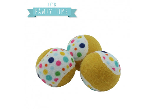 Ancol Pawty Time Tennis Balls (3 Pack)