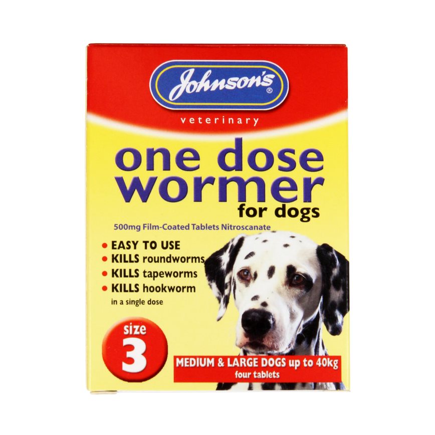 Johnson’s One Dose Wormer for Medium / Large Dogs (up to 40kg)