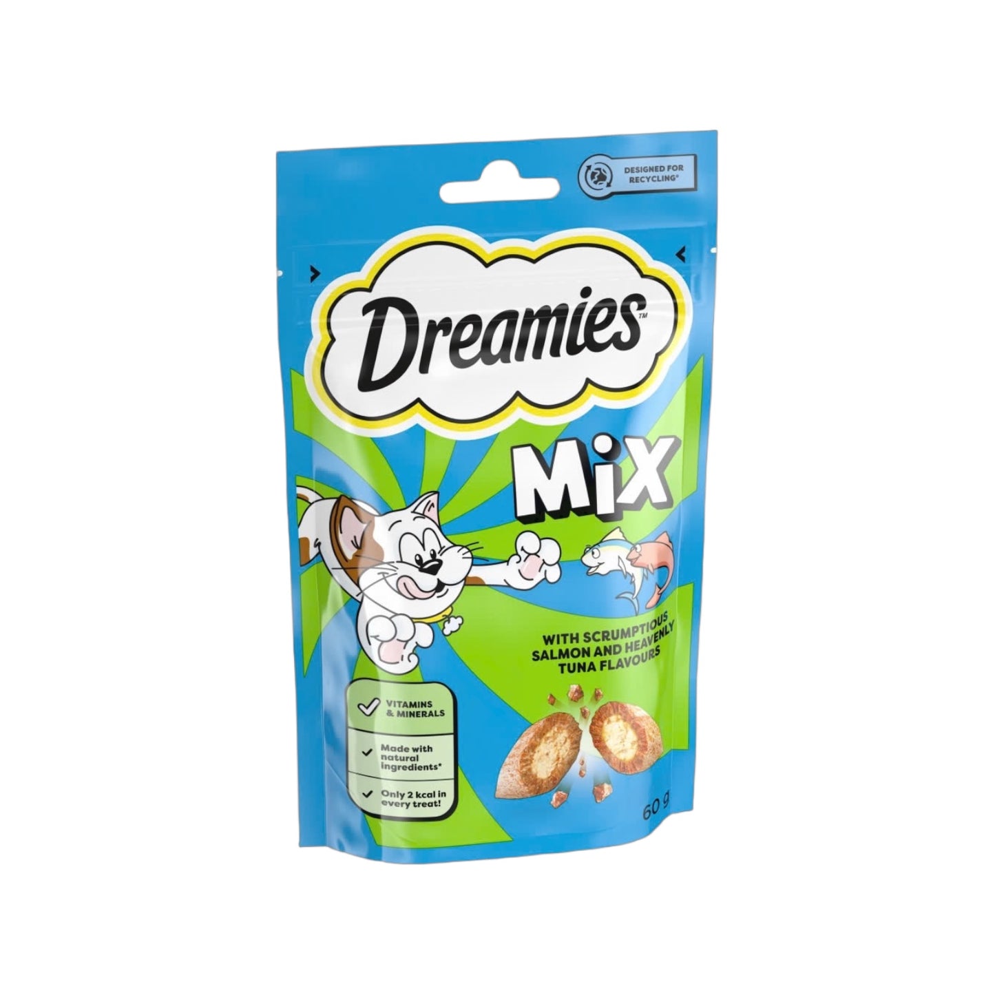 Dreamies Mix Cat Treats with Scrumptious Salmon & Heavenly Tuna 60g