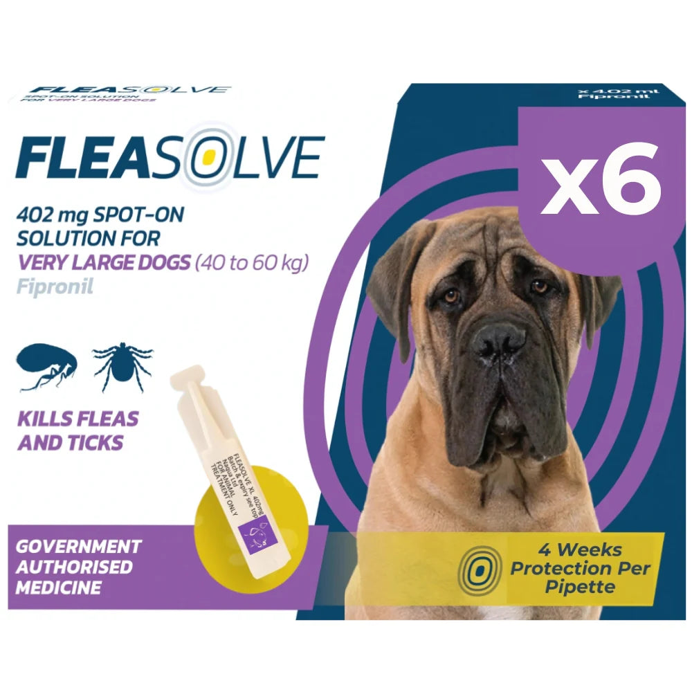 FleaSolve Very Large Dog (40-60kg) Flea Treatment - 6 Pack