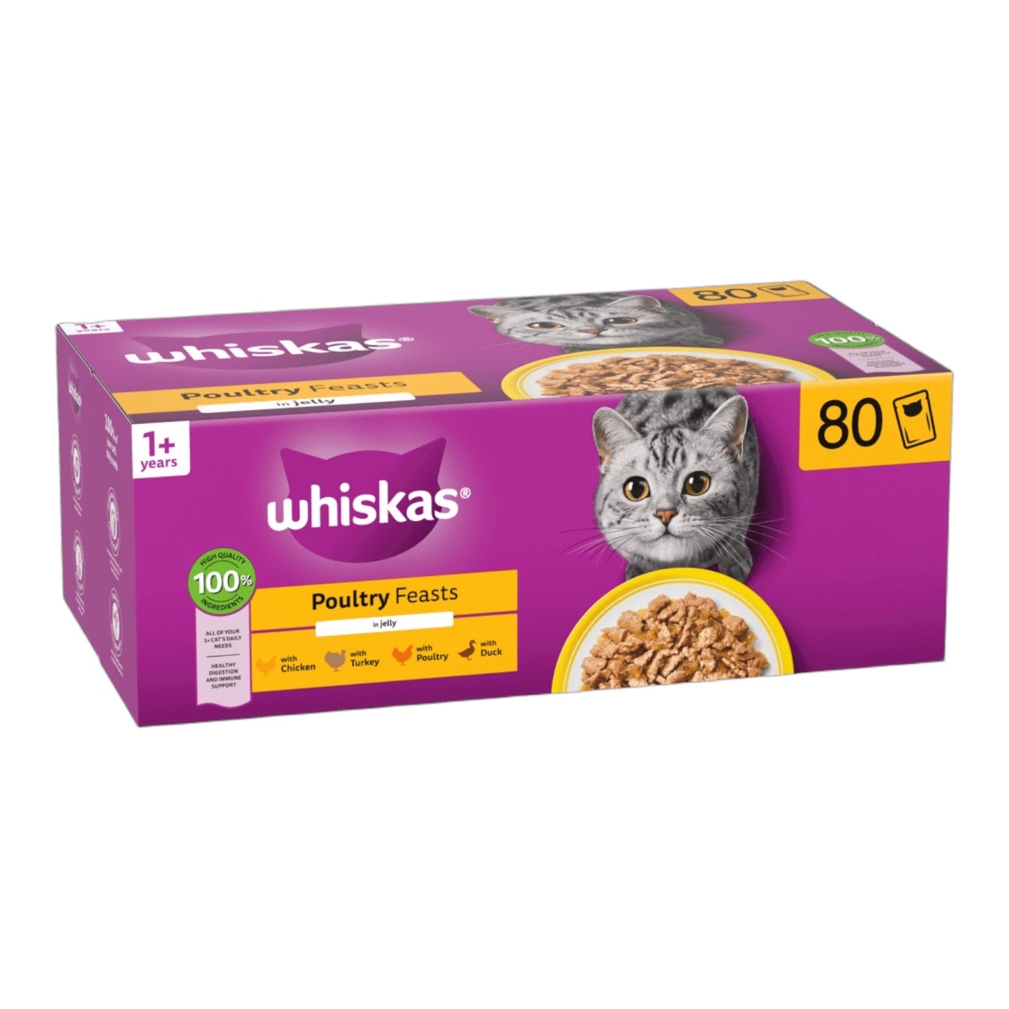 WHISKAS® POULTRY FEASTS in Jelly Adult Wet Cat Food Pouch 80x85g