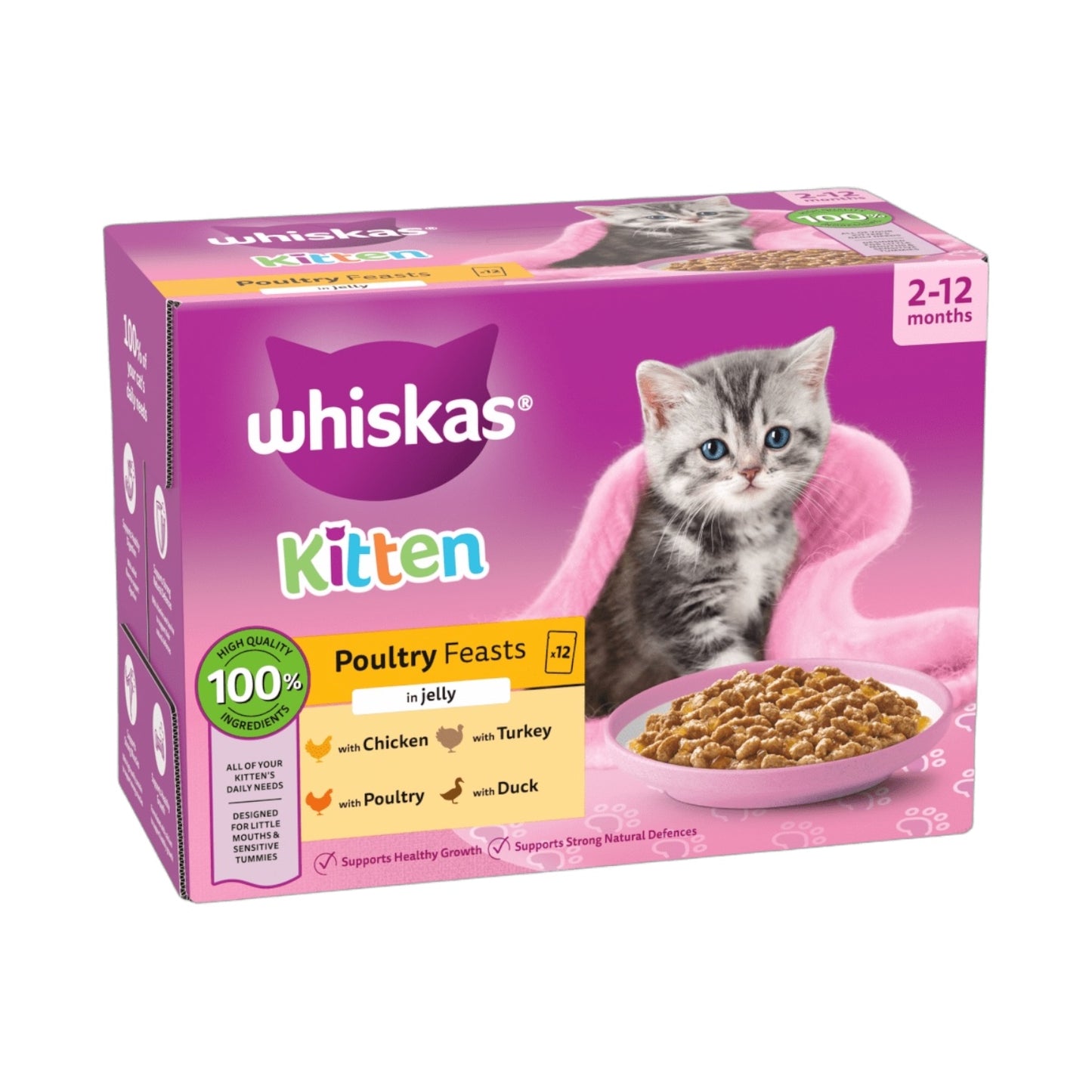 WHISKAS POULTRY FEASTS in Jelly Kitten 2-12 Months Wet Cat Food Pouch 12x85g