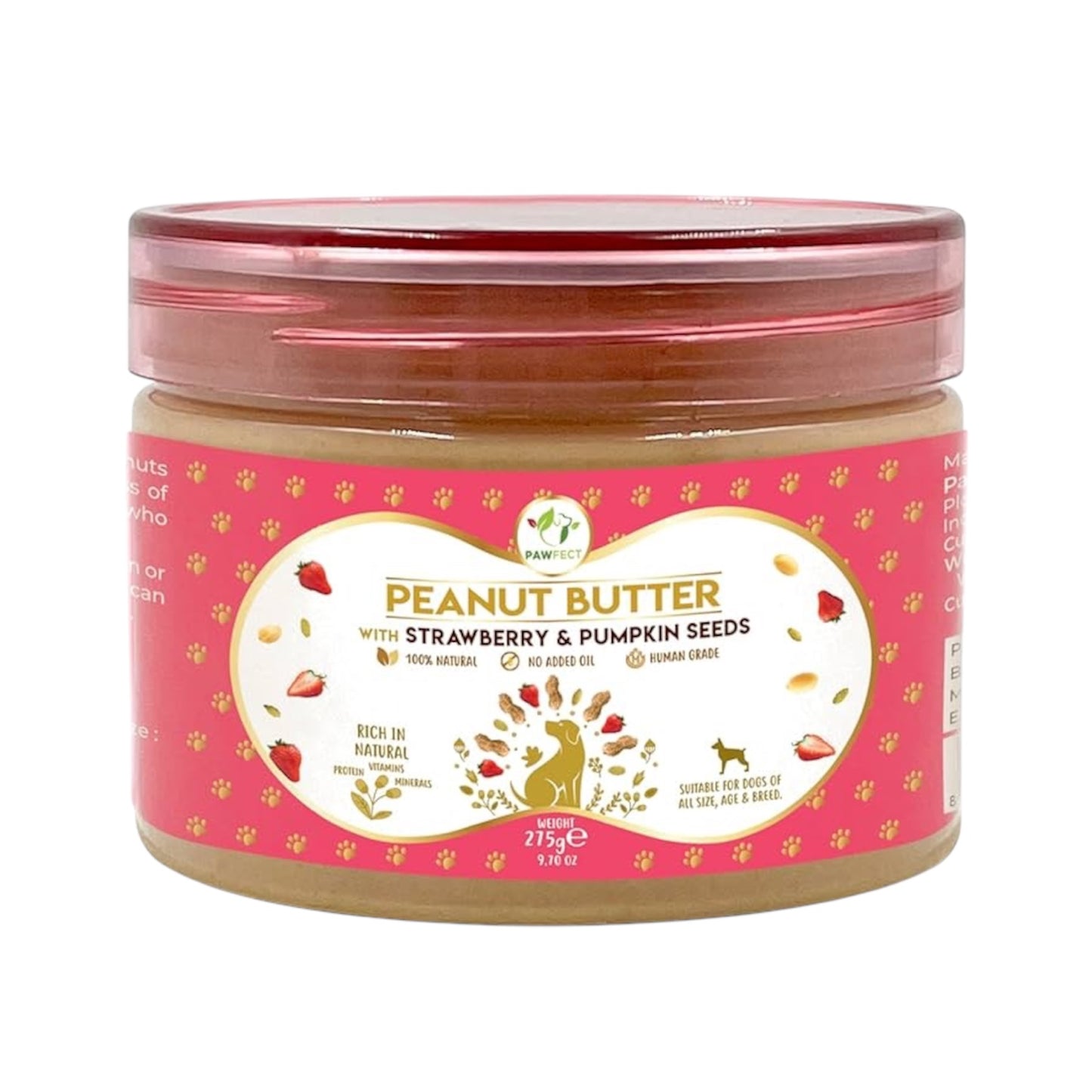 100% Natural Peanut Butter For Dogs-Strawberries & Pumpkin Seeds 275g