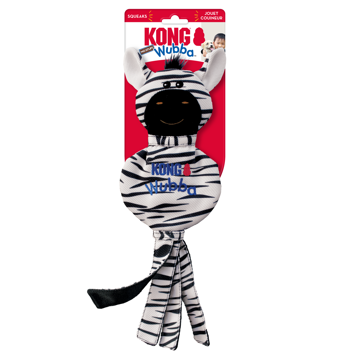 KONG Wubba No-Stuff Zebra