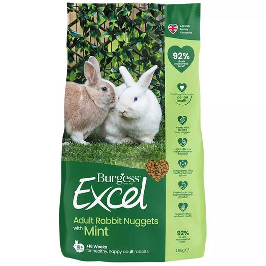 Burgess Excel Adult Rabbit Nuggets with Mint (1.5kg or 10kg)