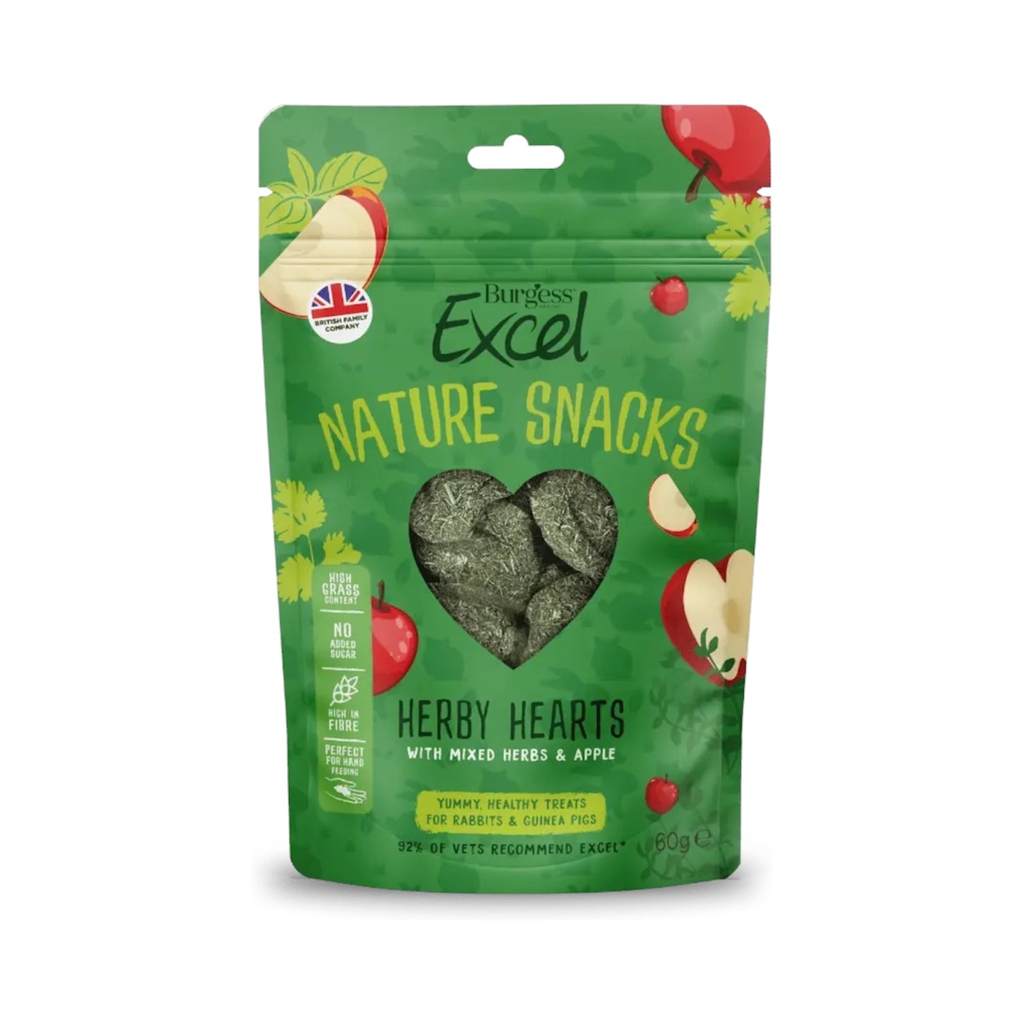 Burgess Excel Nature Snacks Herby Hearts 60g