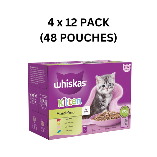 Whiskas Kitten Mixed Menu in Jelly 4 x 12pk (48 Pouches)