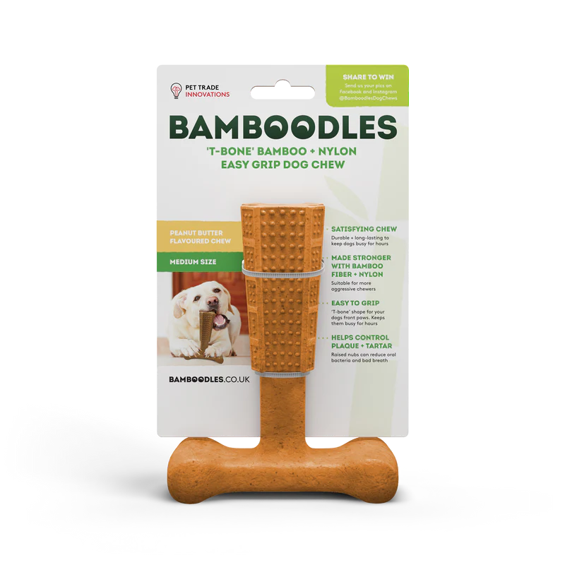 Bamboodles T Bone Chew Toy - Peanut Butter Flavour