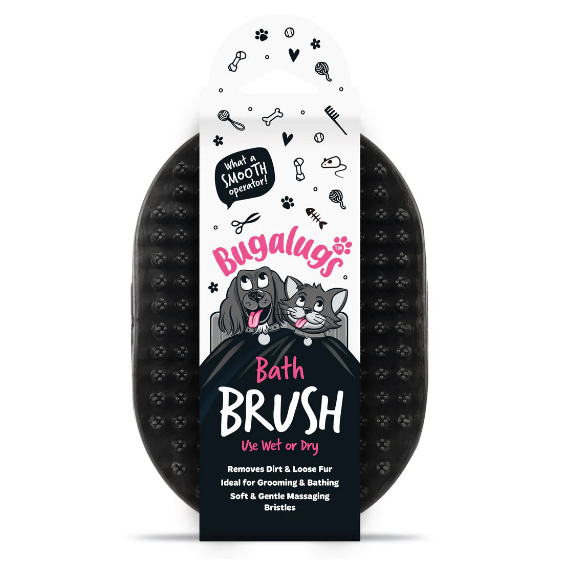 Wet & Dry Bath Brush for Dogs & Cats (Black)