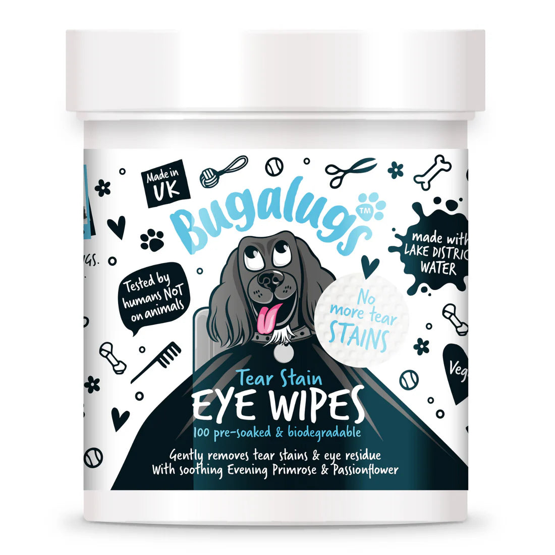 Bugalugs Tear Stain Eye Wipes for Dogs (100 Wipes)