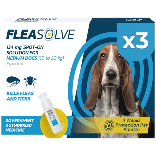 FleaSolve Medium Dog (10-20kg) Flea Treatment - 3 Pack