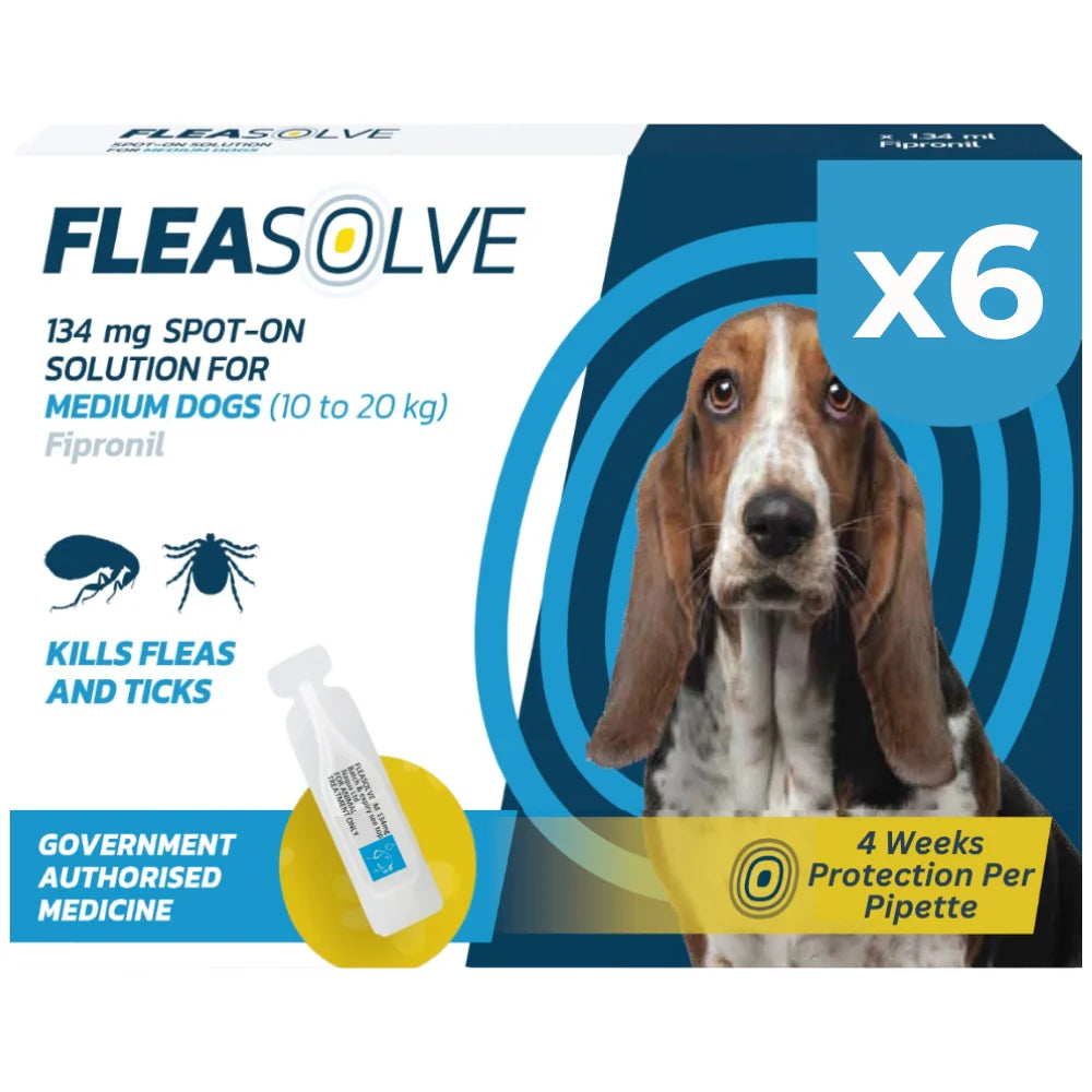FleaSolve Medium Dog (10-20kg) Flea Treatment - 6 Pack