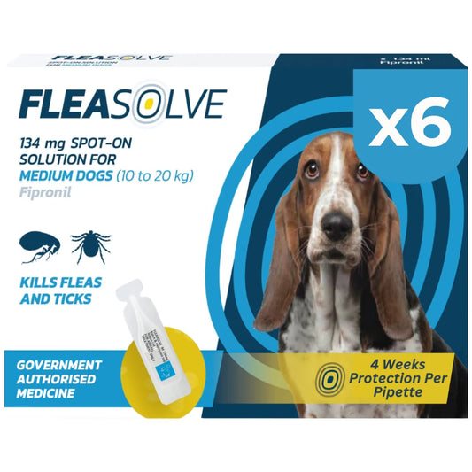 FleaSolve Medium Dog (10-20kg) Flea Treatment - 6 Pack