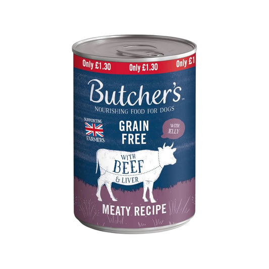 Butcher's Beef & Liver Chunks in Jelly Dog Food Can - Single PM