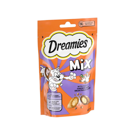 Dreamies Mix Cat Treats with Tasty Chicken & Delectable Duck 60g