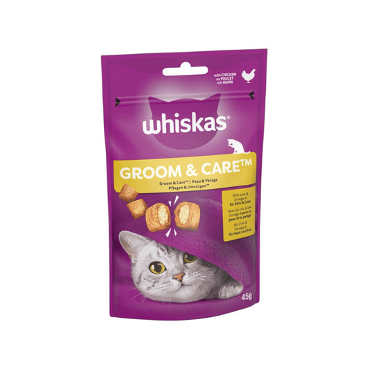 WHISKAS Groom & Care Adult Cat Treats with Chicken 45g