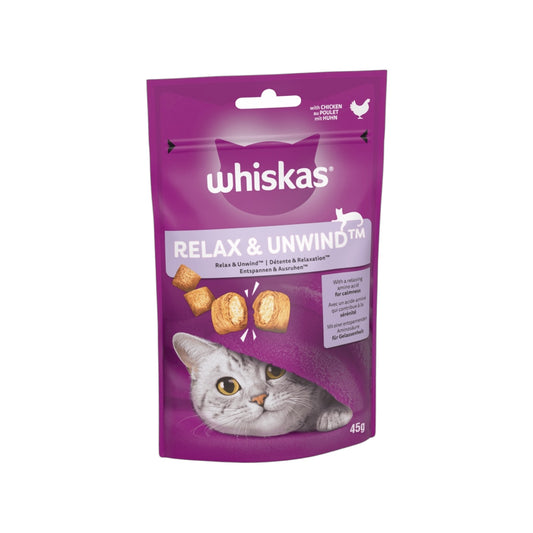 WHISKAS Relax & Unwind Adult Cat Treats with Chicken 45g