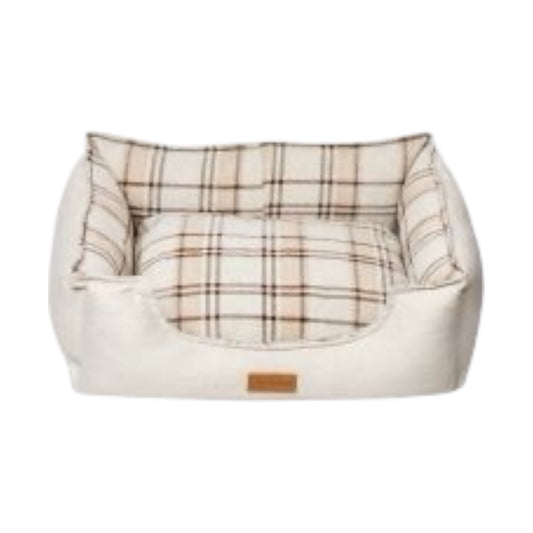 Dubex British Tartan Dog Bed Cream & Beige