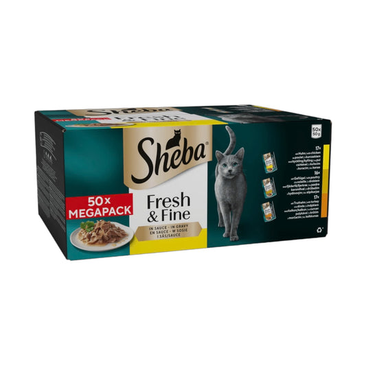 SHEBA® Fresh & Fine Adult Wet Cat Food Poultry In Gravy Pouches 50x50g