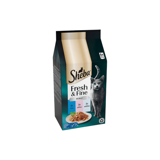SHEBA® Fresh & Fine Adult Wet Cat Food Tuna & Salmon in Jelly 6x50g Pouches