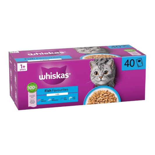 WHISKAS FISH FAVOURITES in Jelly Adult Wet Cat Food Pouch 40x85g