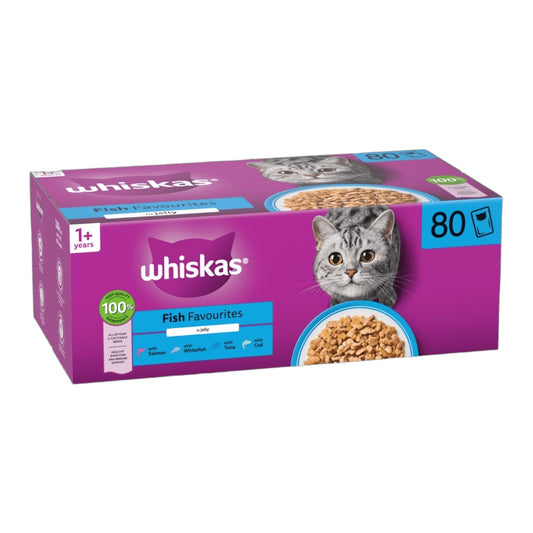 WHISKAS FISH FAVOURITES in Jelly Adult Wet Cat Food Pouch 80x85g