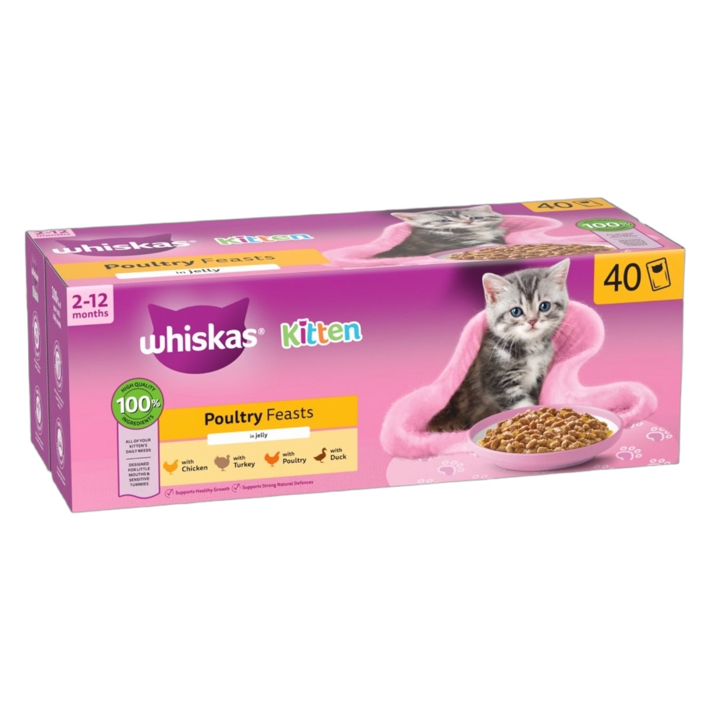 WHISKAS POULTRY FEASTS in Jelly Kitten 2-12 Months Wet Cat Food Pouch 40x85g