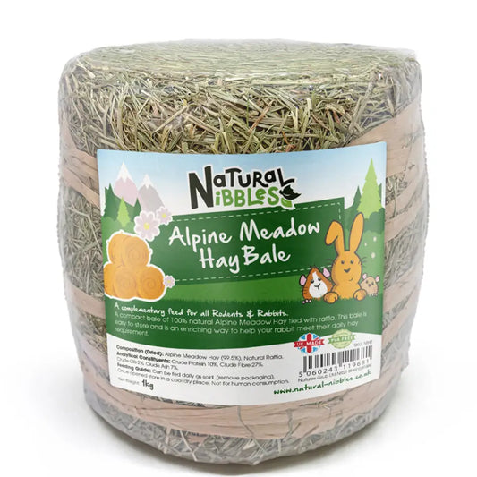 Natural Nibbles Alpine Meadow Hay Bale For Small Pets 1kg