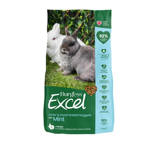Burgess Excel Junior and Dwarf Rabbit Nuggets with Mint 1.5kg