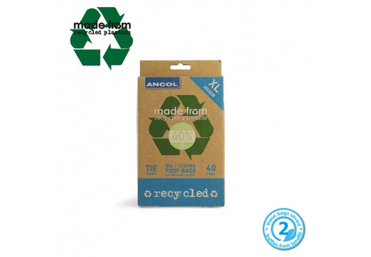 Ancol Made From Recycled Plastic Poop Bags Tie Handles XL 40 Pack