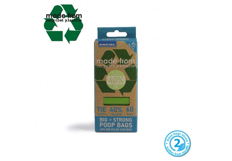 Ancol Made From Recycled Plastic Poop Bags XL 60 Pack
